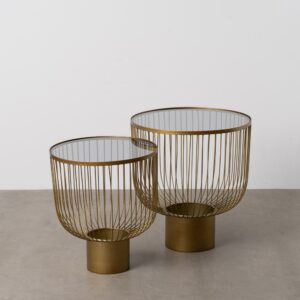 S/2 MESITAS ORO METAL-CRISTAL 50 X 50 X 54