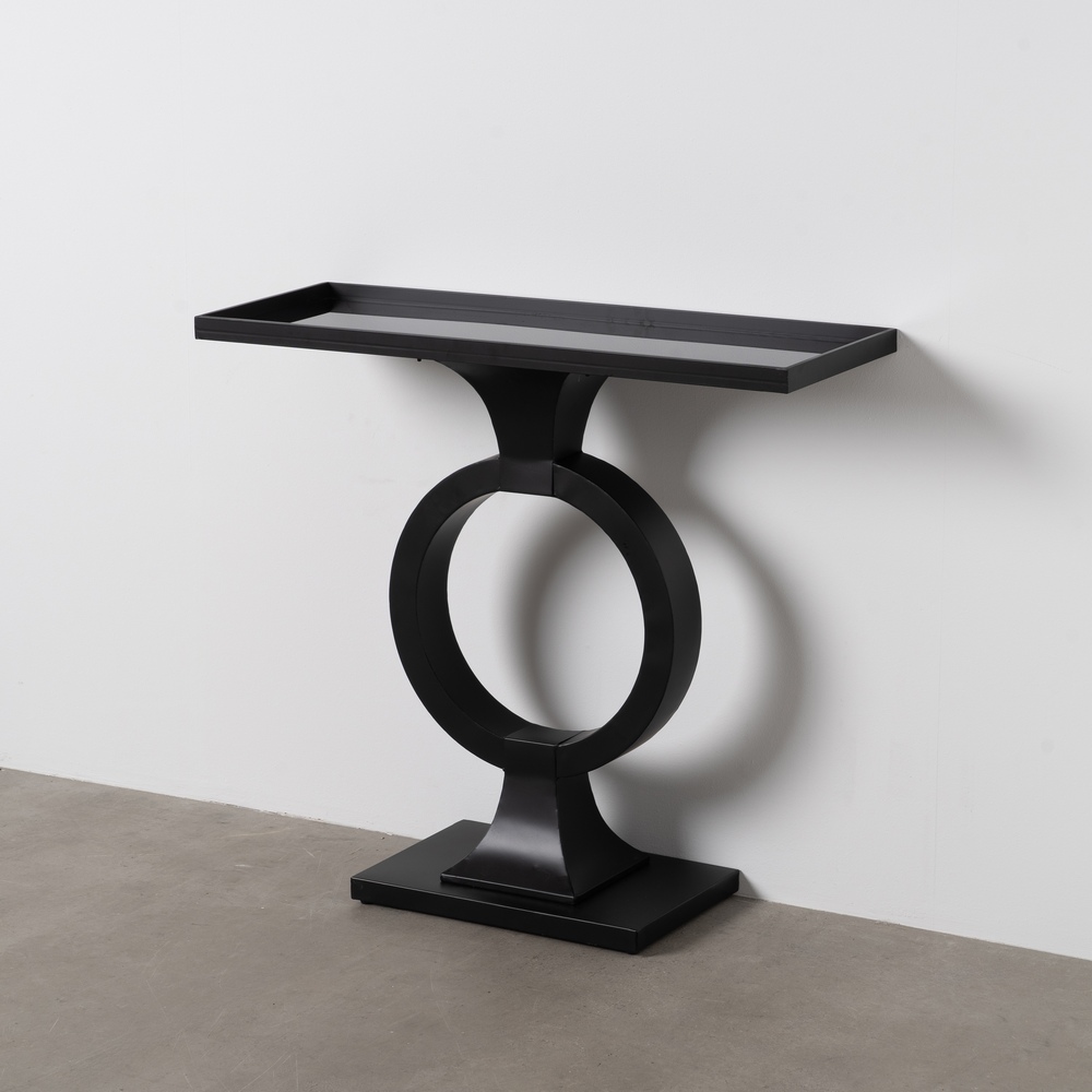 CONSOLA NEGRO METAL-CRISTAL 90 X 32 X 80 CM