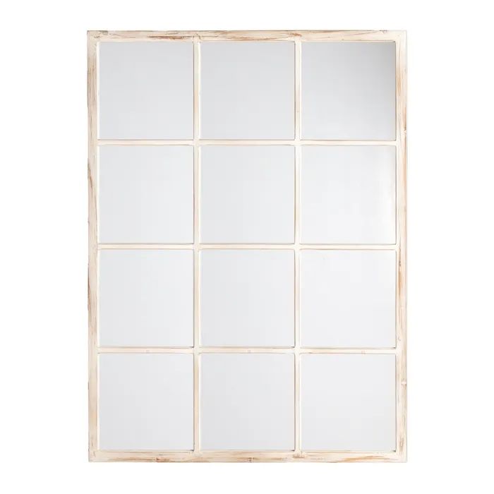 ESPEJO BLANCO ROZADO MADERA DECORACIÓN 90 X 3 X 120 CM