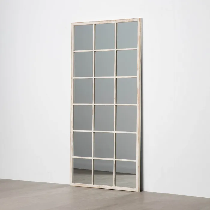 ESPEJO BLANCO ROZADO MADERA DECORACIÓN 90 X 3 X 180 CM