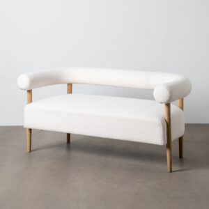 SOFÁ 2 PLAZAS BEIGE TEJIDO-MADERA SALÓN 143 X 67 X 69 CM
