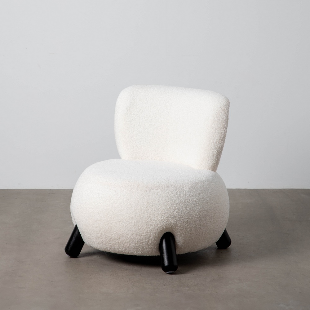 SILLÓN BLANCO-NEGRO TEJIDO-MADERA SALÓN 73 X 75 X 74