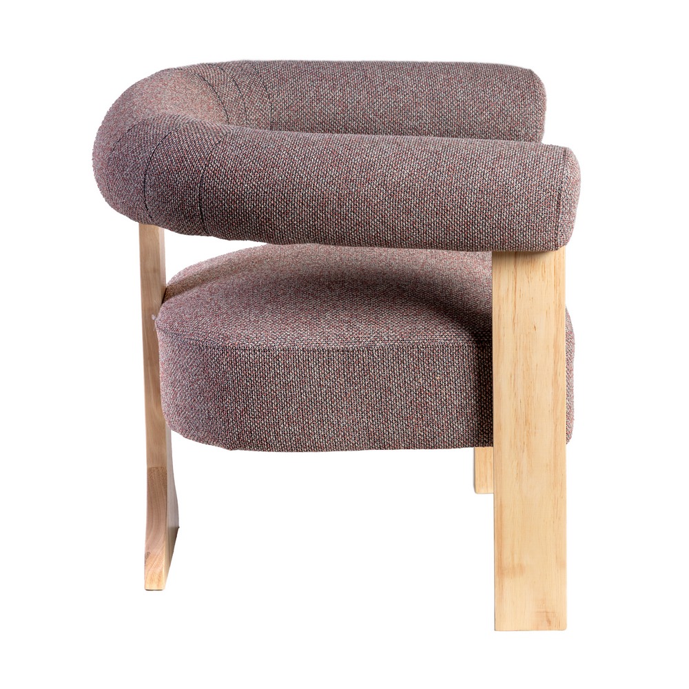 SILLÓN JASPEADO GRIS-ROSA TEJIDO-MADERA 84 X 69 X 72 CM - Imagen 2