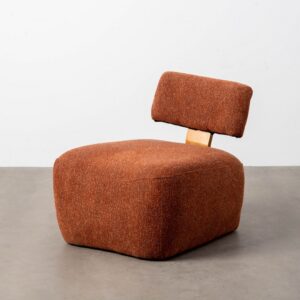 SILLÓN JASPEADO TEJA TEJIDO-MADERA SALÓN 60 X 72 X 64