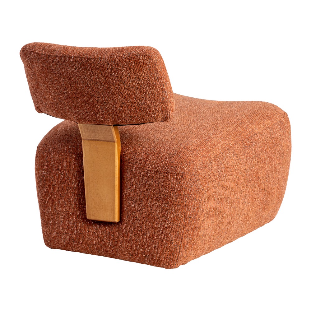 SILLÓN JASPEADO TEJA TEJIDO-MADERA SALÓN 60 X 72 X 64,50 CM - Imagen 3