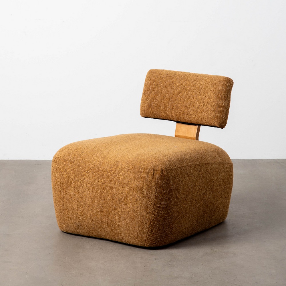 SILLÓN JASPEADO MOSTAZA TEJIDO-MADERA 60 X 72 X 64