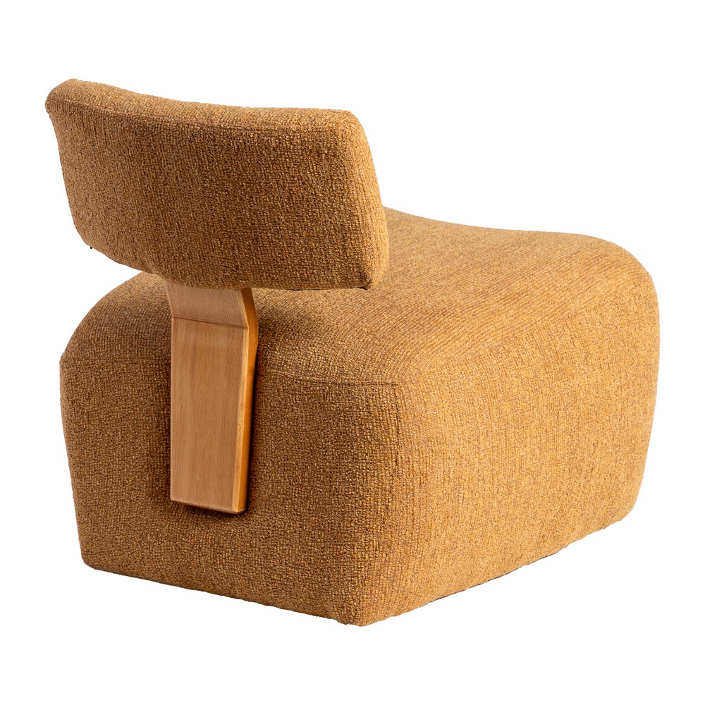 SILLÓN JASPEADO MOSTAZA TEJIDO-MADERA 60 X 72 X 64,50 CM - Imagen 3