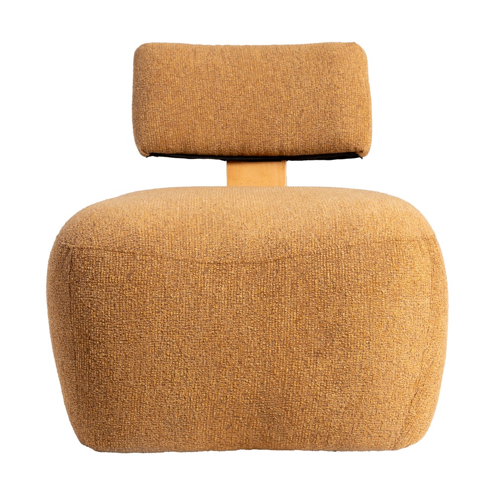 SILLÓN JASPEADO MOSTAZA TEJIDO-MADERA 60 X 72 X 64,50 CM - Imagen 4