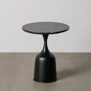 MESITA NEGRO METAL-MÁRMOL 40 X 40 X 56 CM