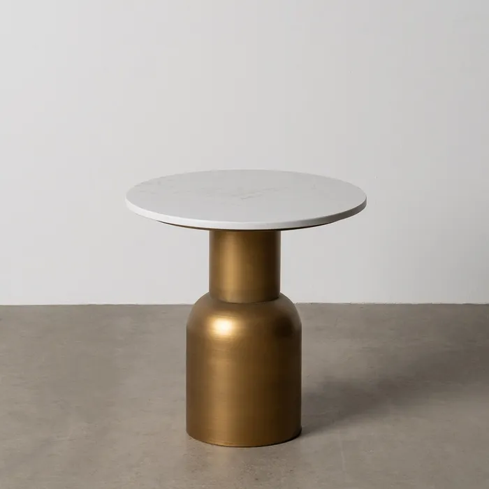 MESITA ORO-BLANCO METAL-MÁRMOL 45 X 45 X 46 CM