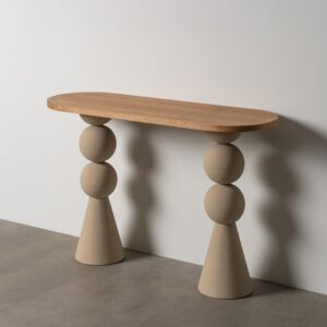 CONSOLA NATURAL-CREMA DM-METAL 120 X 40 X 76