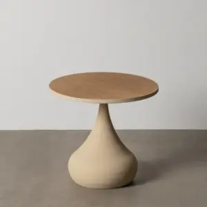 MESITA NATURAL-CREMA DM-METAL 50 X 50 X 48,50 CM