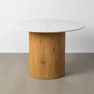 MESA COMEDOR BLANCO-NATURAL 110 X 110 X 76 CM