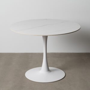 MESA COMEDOR BLANCO PIEDRA SINTERIZADA 100 X 100 X 75 CM