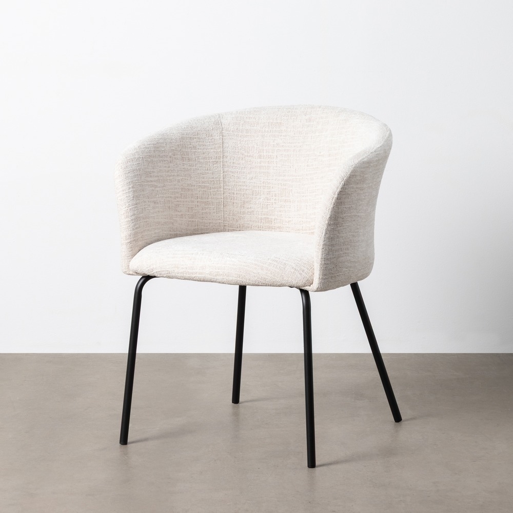 SILLA CREMA TEJIDO-METAL SALÓN 61 X 56 X 77