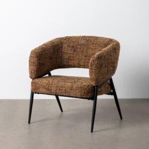 SILLÓN JASPEADO MARRÓN TEJIDO-METAL 71 X 70 X 75 CM