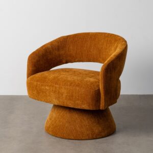 SILLÓN GIRATORIO OCRE TEJIDO-MADERA 71 X 68 X 72 CM