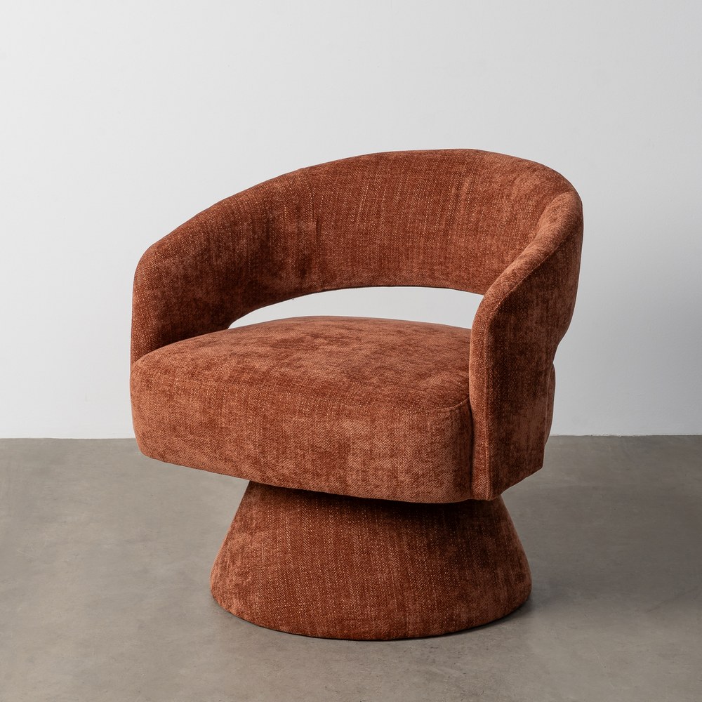 SILLÓN GIRATORIO TEJA TEJIDO-MADERA 71 X 68 X 72 CM