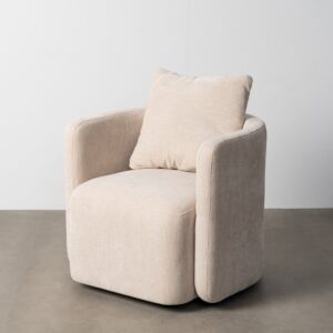SILLÓN GIRATORIO BEIGE TEJIDO-MADERA 76 X 70 X 84 CM