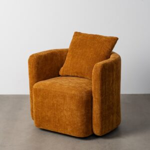 SILLÓN GIRATORIO OCRE TEJIDO-MADERA 76 X 70 X 84 CM