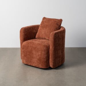 SILLÓN GIRATORIO TEJA TEJIDO-MADERA 76 X 70 X 84 CM