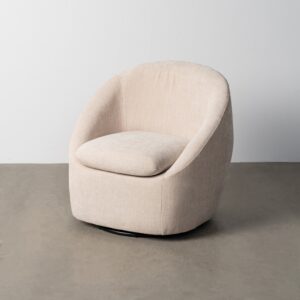 SILLÓN GIRATORIO BEIGE TEJIDO-MADERA 72 X 63 X 73 CM
