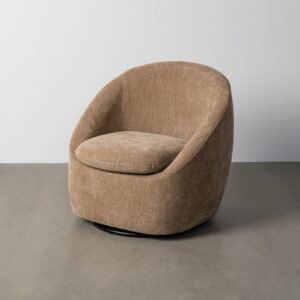SILLÓN GIRATORIO TAUPE TEJIDO-MADERA 72 X 63 X 73 CM