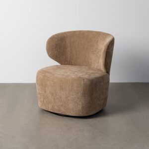 SILLÓN GIRATORIO TAUPE TEJIDO-MADERA 73 X 68 X 74 CM
