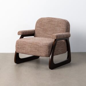 SILLÓN BEIGE-MARRÓN TEJIDO-MADERA SALÓN 77 X 76 X 74 CM