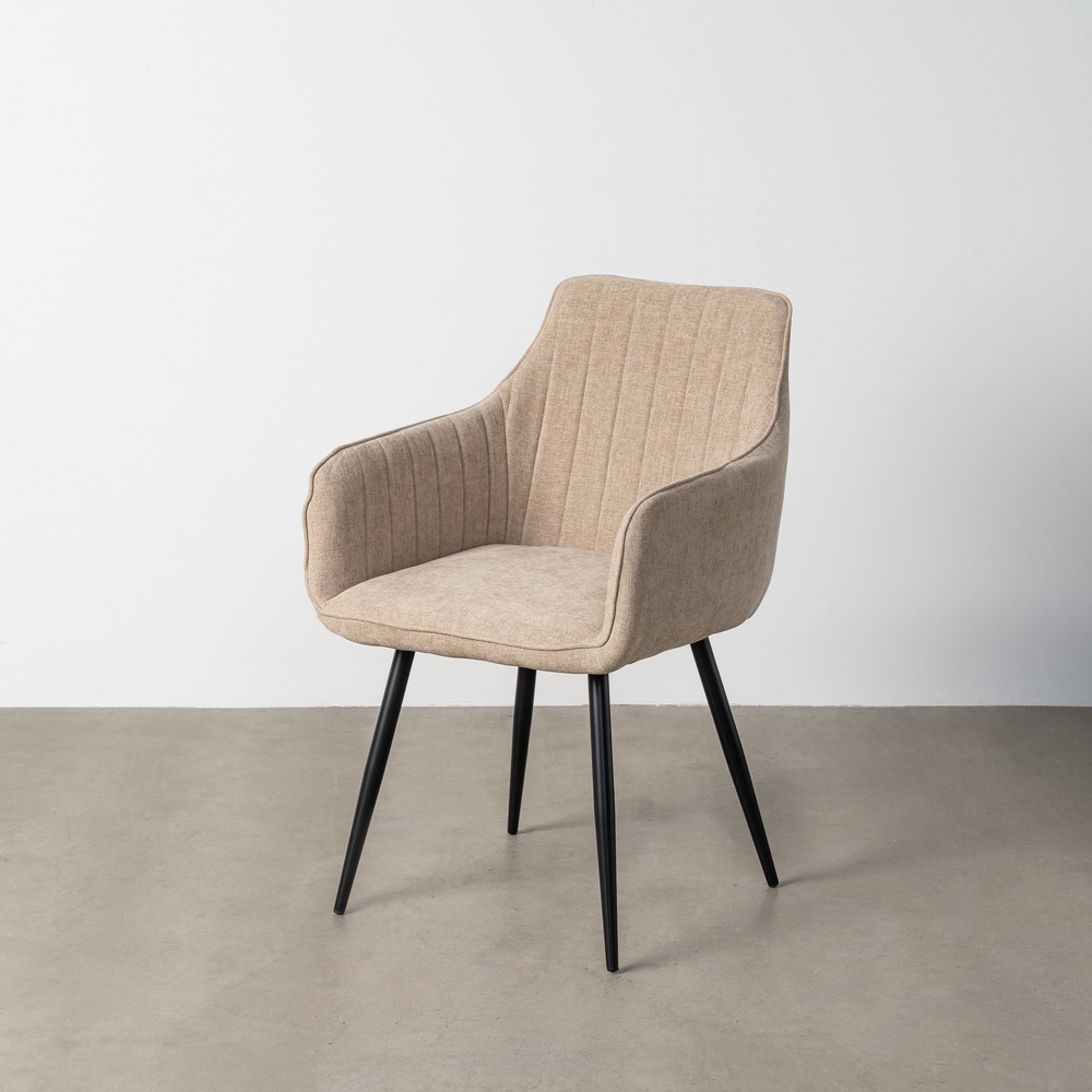 SILLA BEIGE TEJIDO-METAL SALÓN 55 X 58