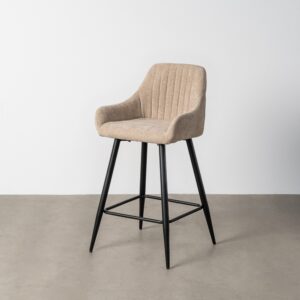 TABURETE BEIGE TEJIDO-METAL SALÓN 47 X 47 X 93 CM