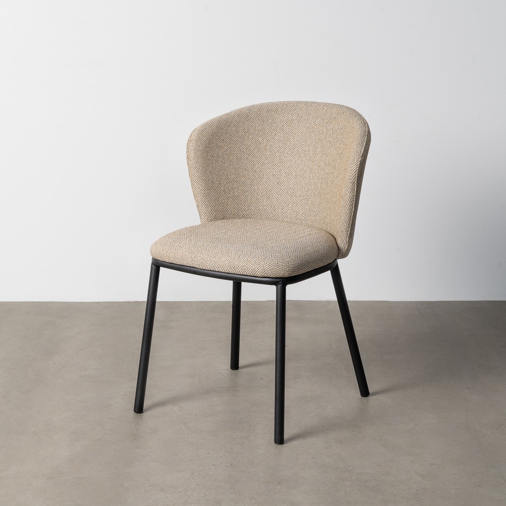 SILLA ESPIGA BEIGE TEJIDO-METAL SALÓN 55 X 55 X 78 CM