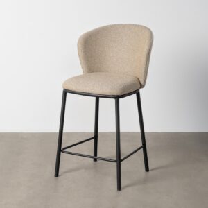 TABURETE ESPIGA BEIGE TEJIDO-METAL SALÓN 55 X 55 X 96 CM