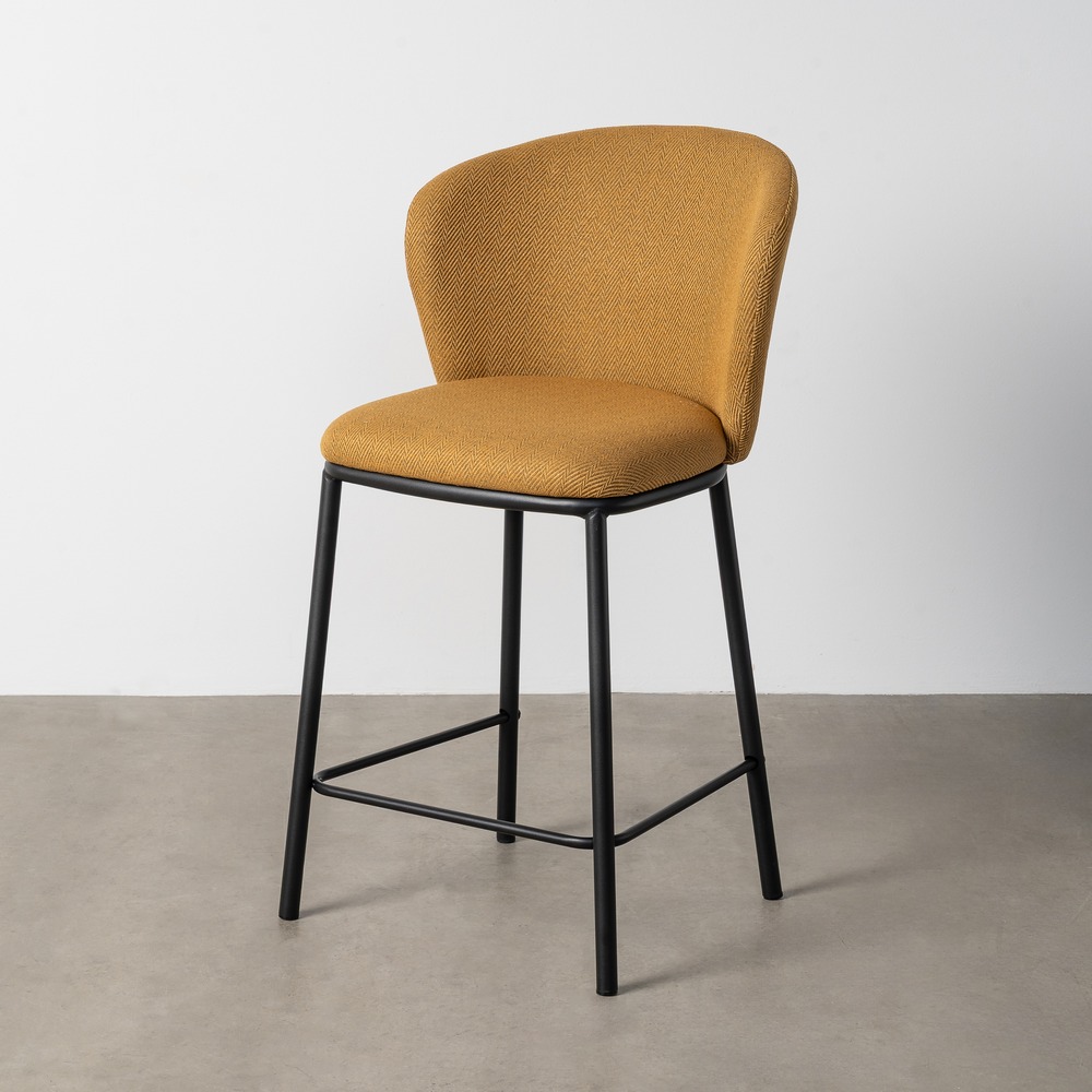 TABURETE ESPIGA MOSTAZA TEJIDO-METAL 55 X 55 X 96 CM