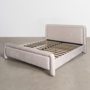 CAMA BEIGE TEJIDO DORMITORIO 160 X 217 X 107 CM
