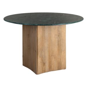 MESA COMEDOR NATURAL-VERDE MADERA-MÁRMOL 115 X 115 X 76 CM
