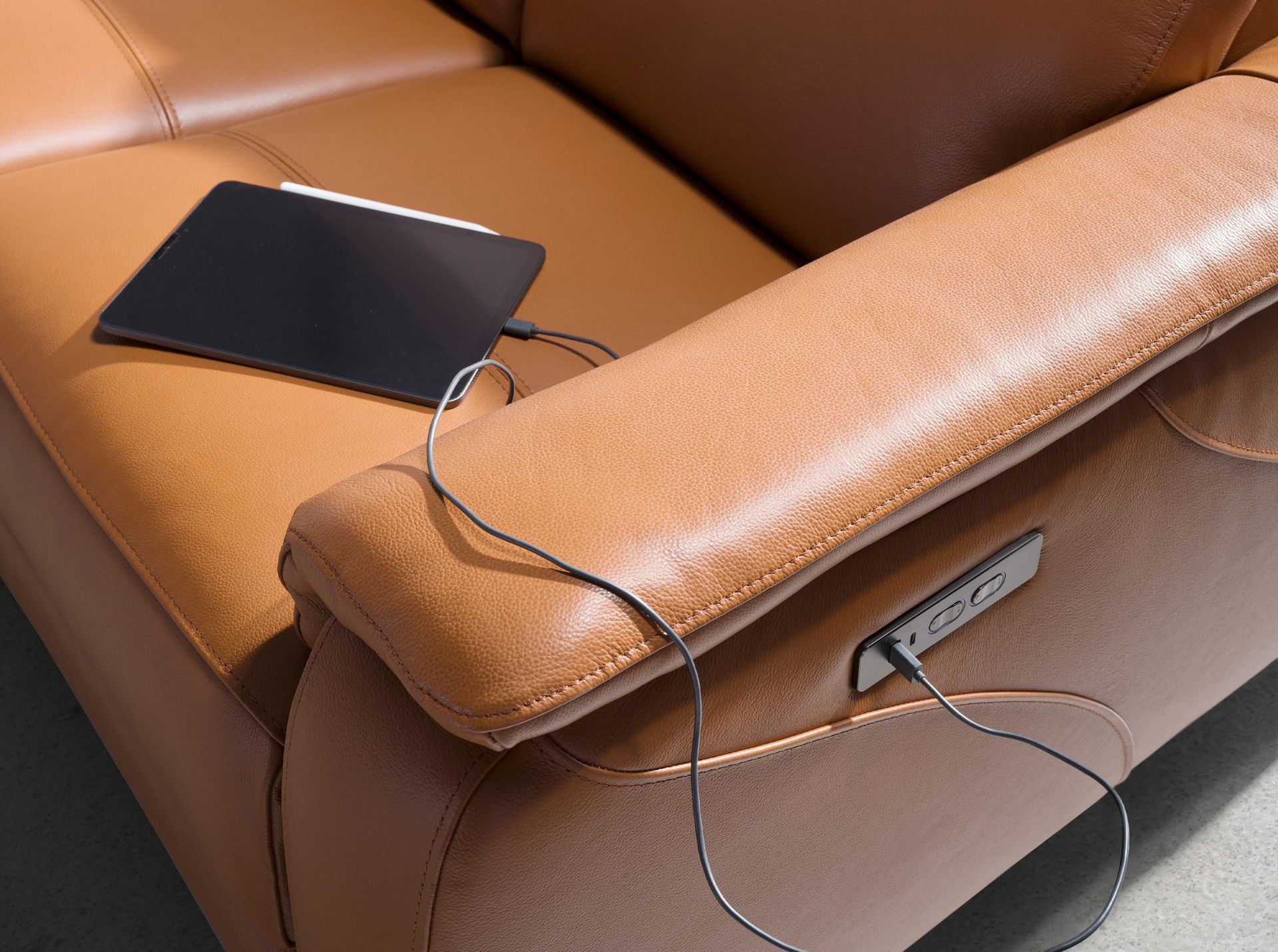 Sofá relax 2 plazas piel marrón - Imagen 6