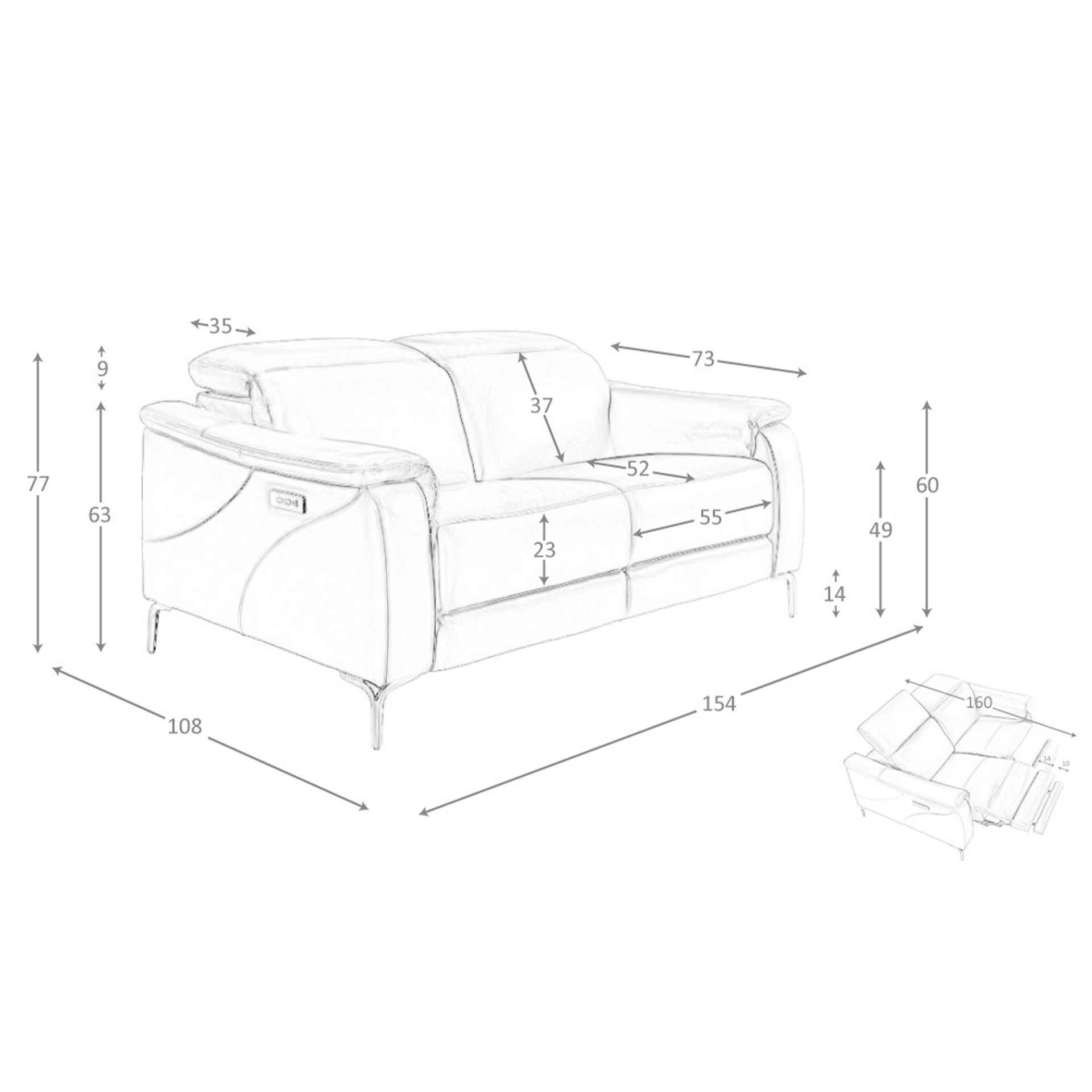 Sofá relax 2 plazas piel marrón - Imagen 8