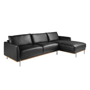 Sofá chaise longue derecha piel negro Angel Cerdá
