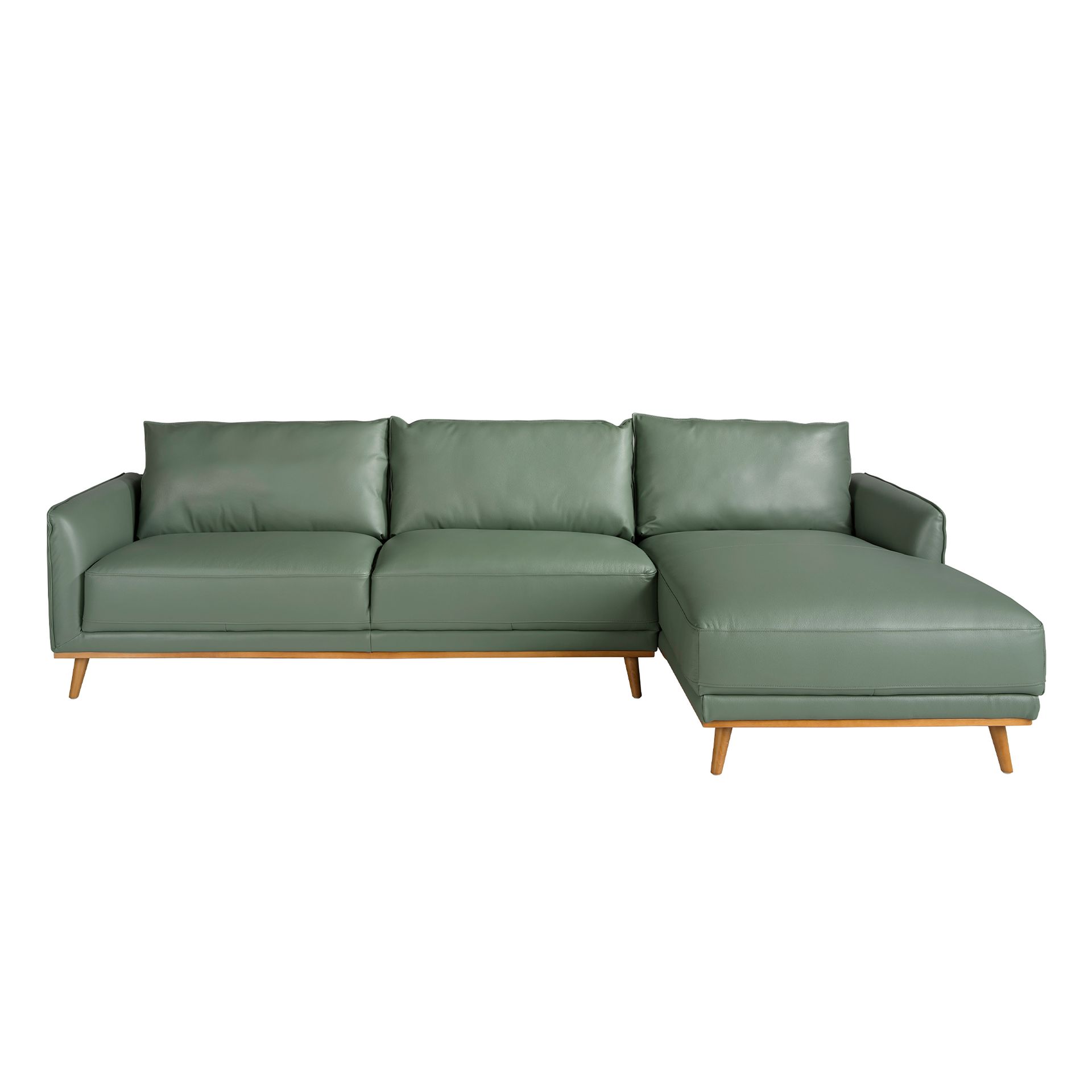 Sofá chaise longue derecha piel verde - Imagen 2