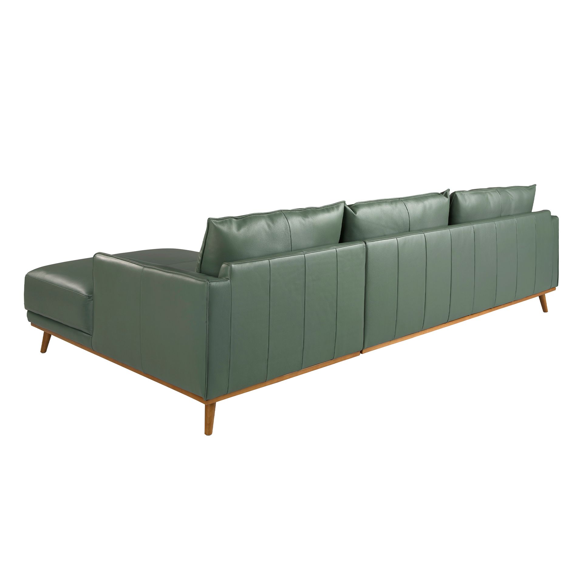 Sofá chaise longue derecha piel verde - Imagen 6