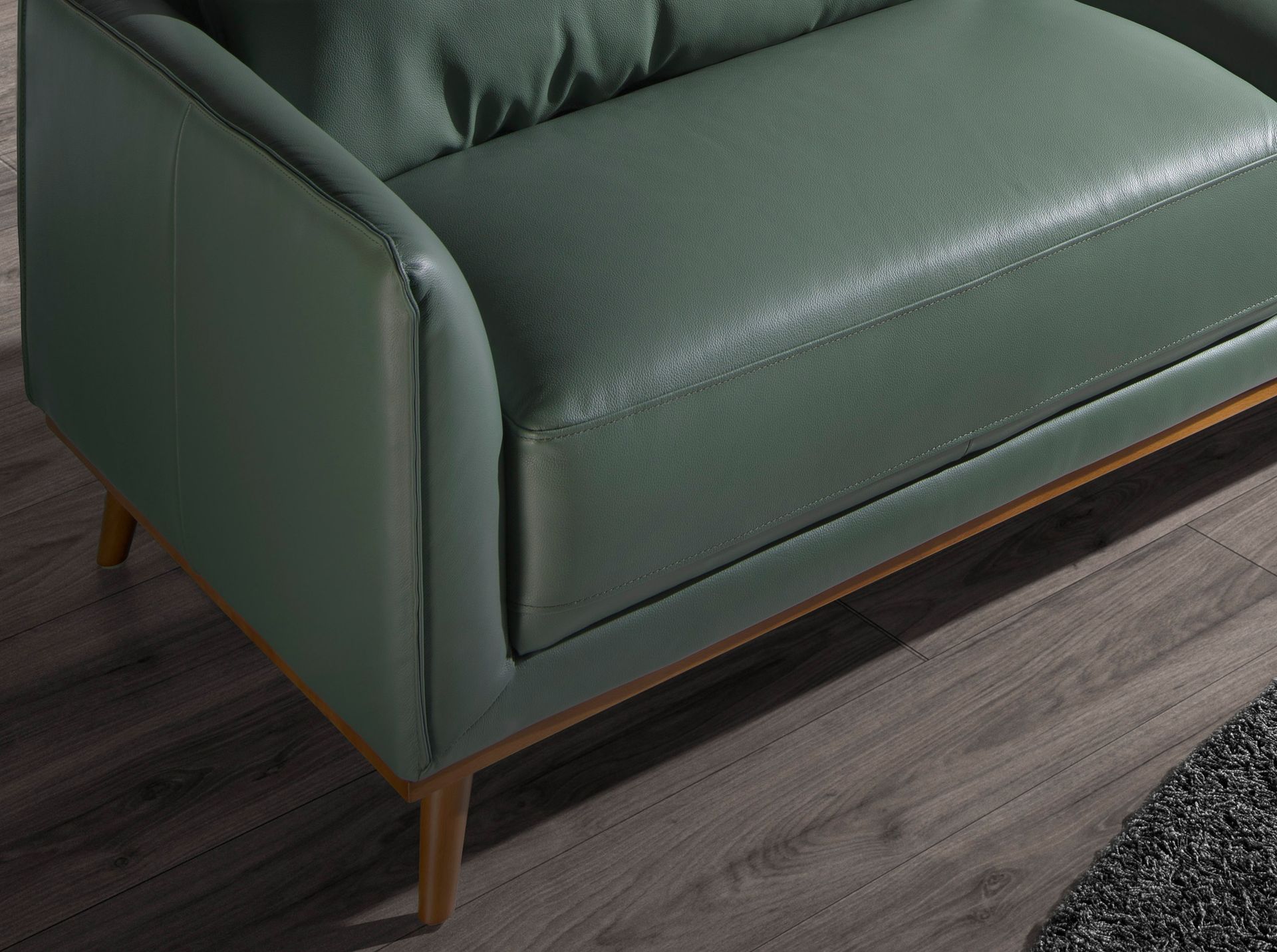 Sofá chaise longue derecha piel verde - Imagen 7