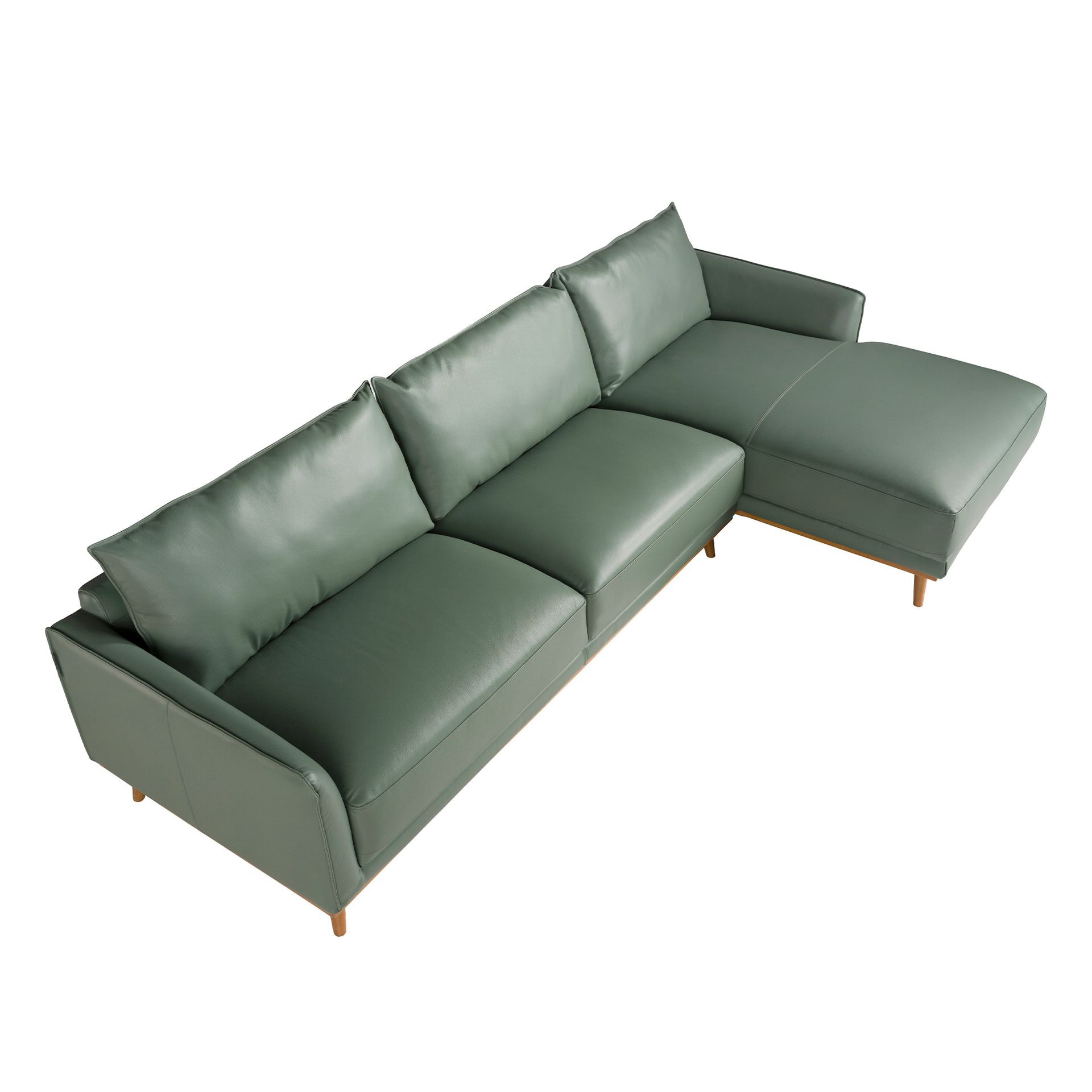 Sofá chaise longue derecha piel verde - Imagen 8