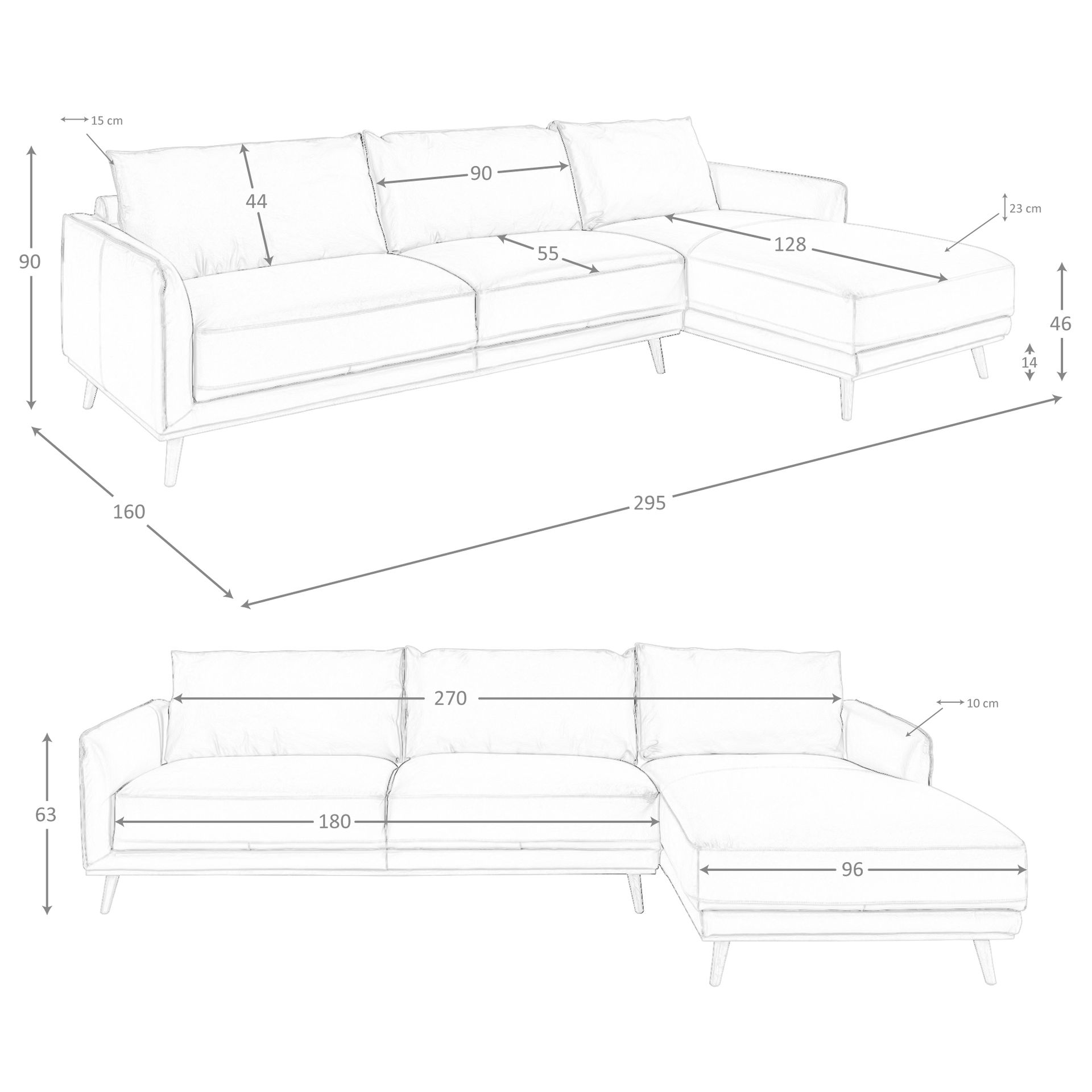 Sofá chaise longue derecha piel verde - Imagen 9