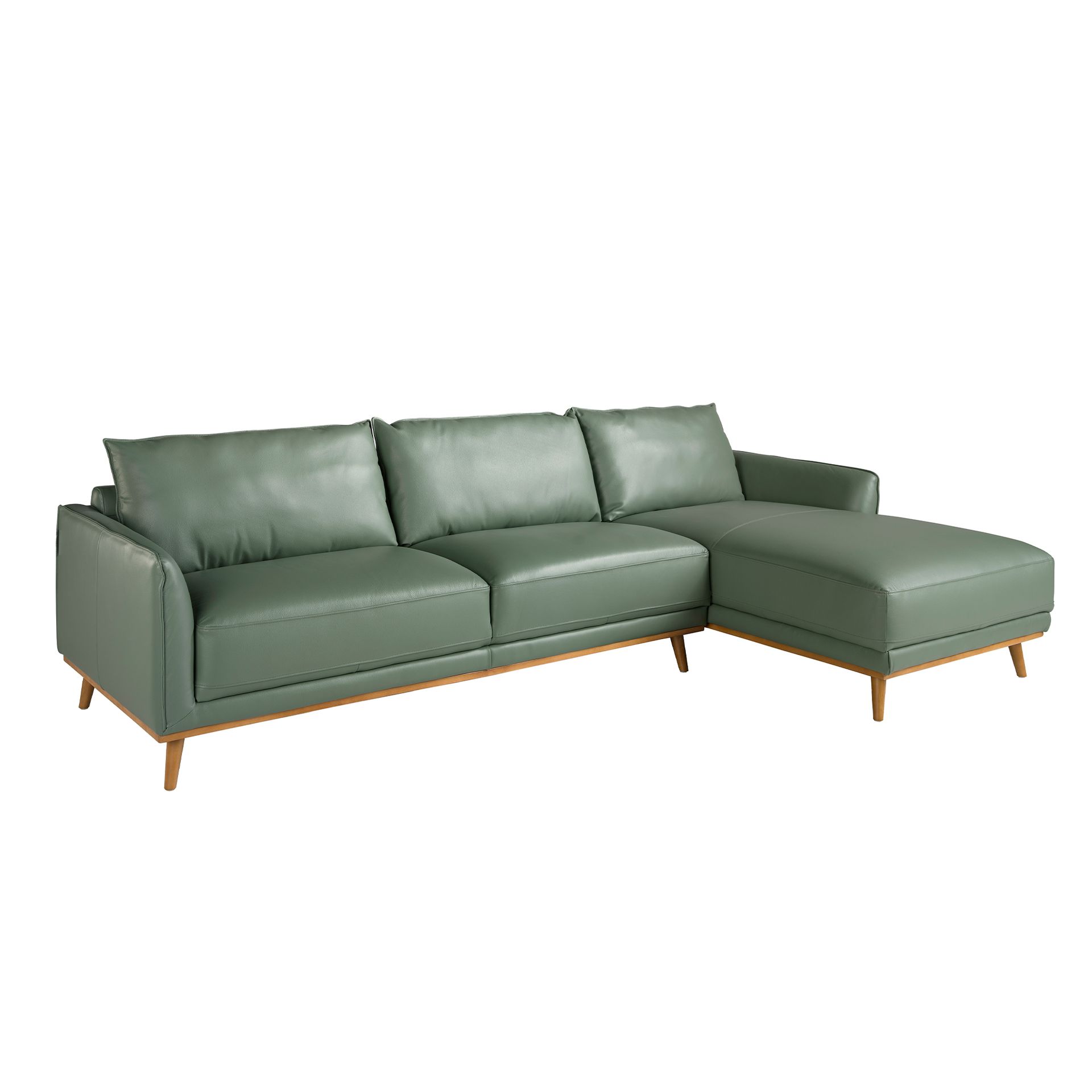 Sofá chaise longue derecha piel verde Angel Cerdá