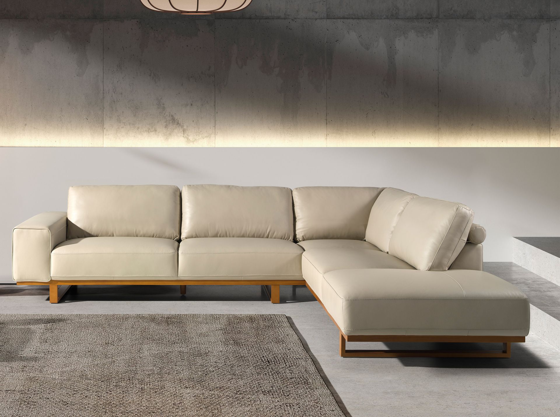 Sofá rinconera derecha piel arena - Imagen 3