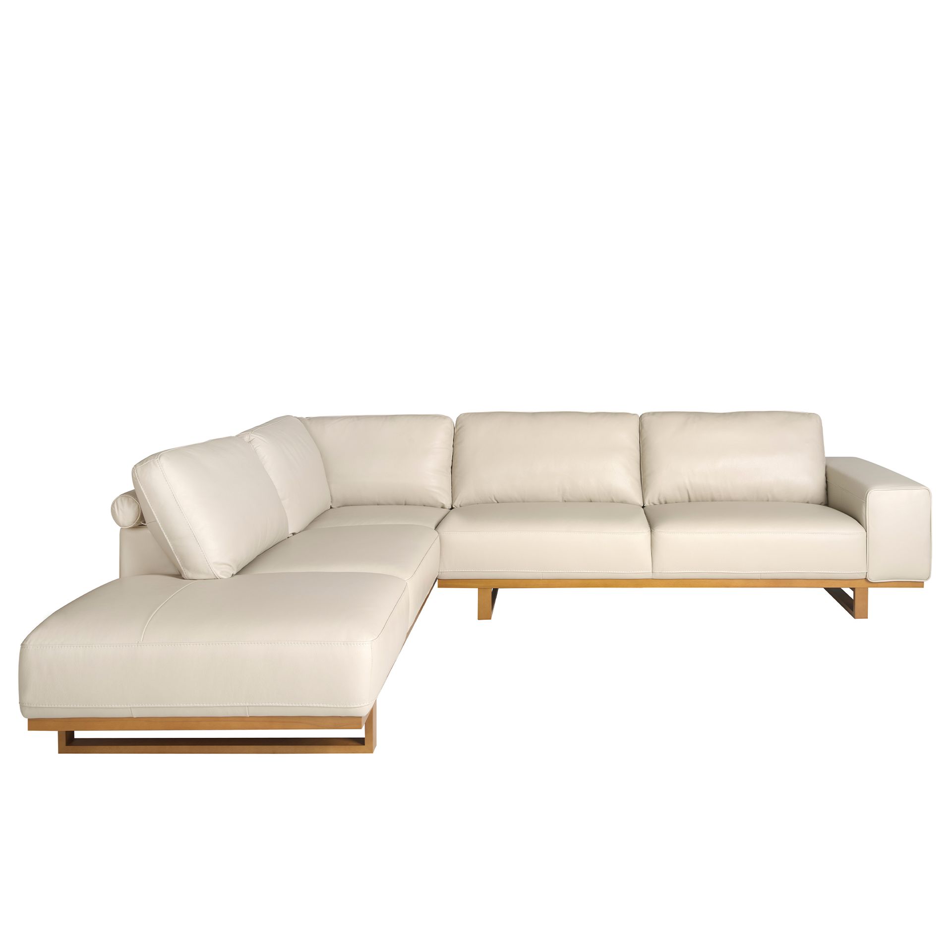 Sofá rinconera izquierda piel arena - Imagen 2