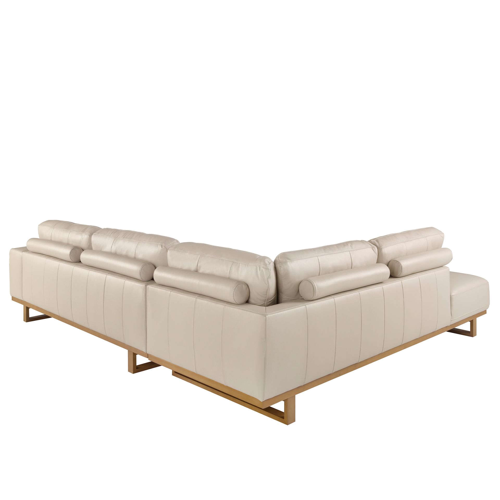 Sofá rinconera izquierda piel arena - Imagen 5