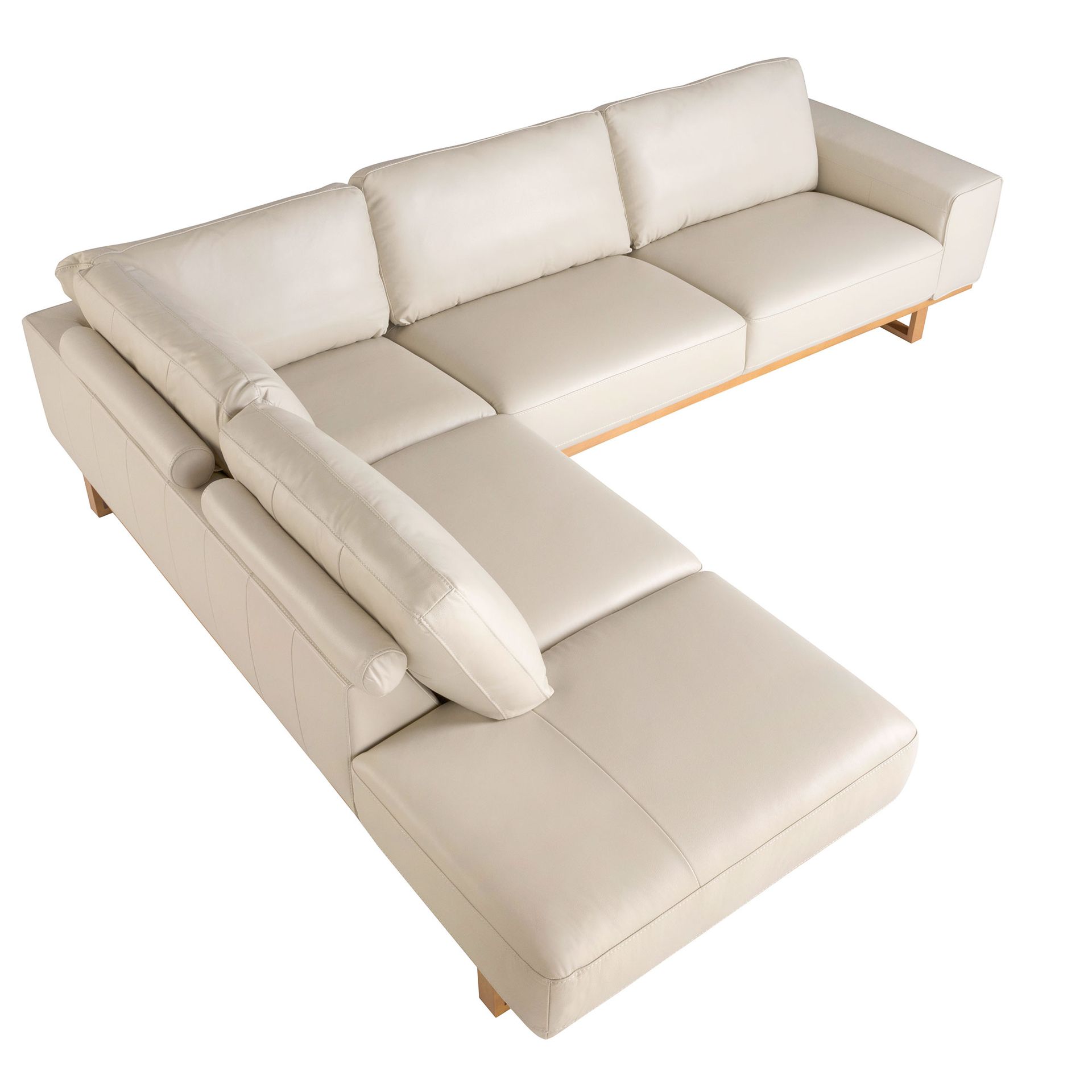 Sofá rinconera izquierda piel arena - Imagen 6