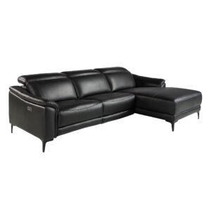 Sofá chaise longue relax derecha piel negro Angel Cerdá